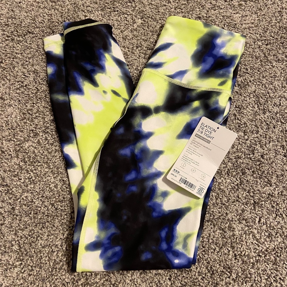 Athleta Tie Dye Elation 7/8 Tight Cobalt Blue - Picture 2 of 6